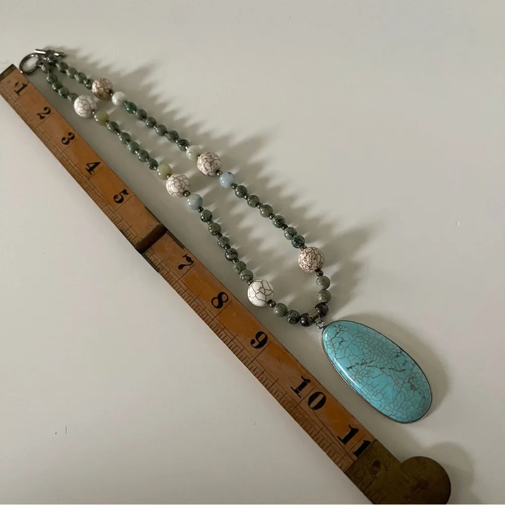Southwestern Style Natural Stone Beaded Pendant Necklace
